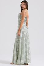 Kandace Robe longue élégante pour femme – Robe en dentelle brillante de gala