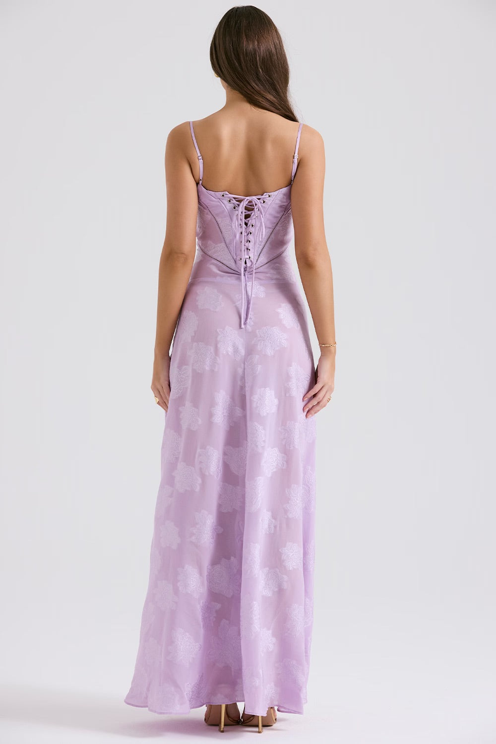 Kandace Robe longue élégante pour femme – Robe en dentelle brillante de gala