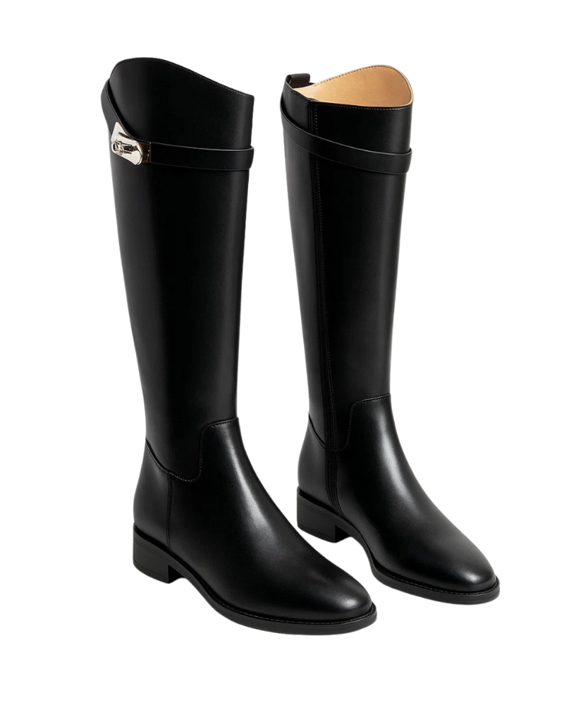 Kyrie Bottes sous le genou pour femme – Bottes élégantes à talon bas chic