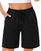 Tessa Shorts Mujer – Algodón Elástico, Cintura Alta, Cordón Ajustable y Bolsillos