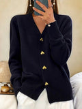 Paulina Cardigan pour femme – Veste en maille élégante avec boutons cœur