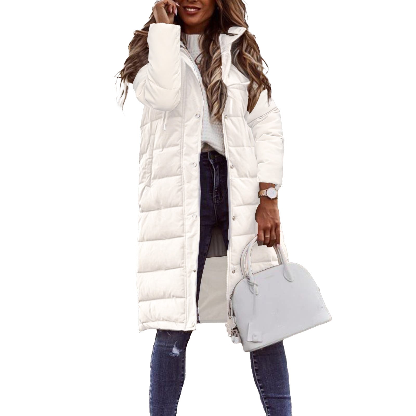 Evie Abrigo Largo Acolchado para Mujer – Chaqueta Invierno Elegante con Capucha