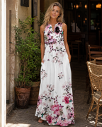 Tessa Vestido Maxi Mujer – Estampado Mariposa Floral, Cuello en V y Bolsillos