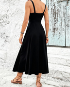 Stella Vestido Largo Mujer – Floral, Sin Mangas, Corsé, Abertura y Escote Elegante