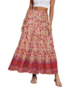 Bianca Falda Maxi Tallas Grandes – Boho Floral, Cintura Elástica y Bajo Plisado