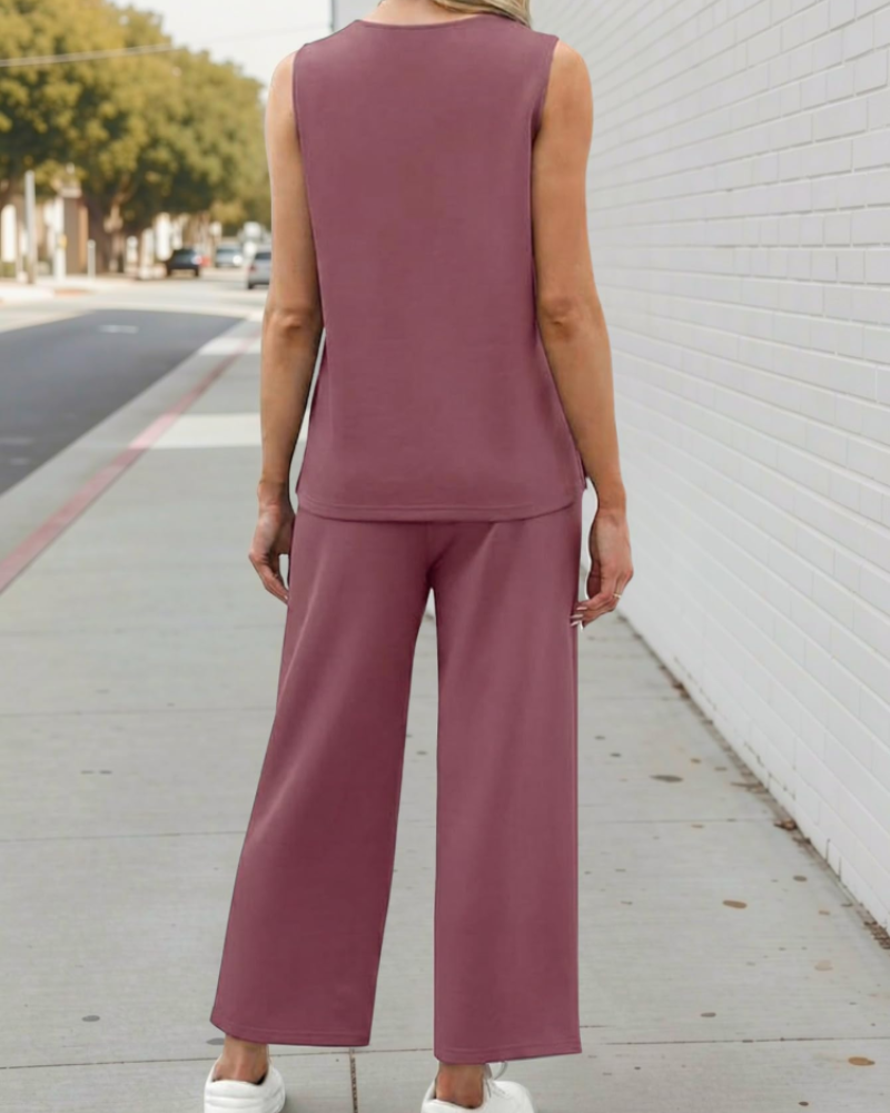 Luna Conjunto Mujer – Set Dos Piezas con Escote en V para Verano, Playa y Viaje