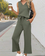 Sophia Conjunto de Verano para Mujer – Conjunto de 2 Piezas con Escote en V, Cómodo y Casual
